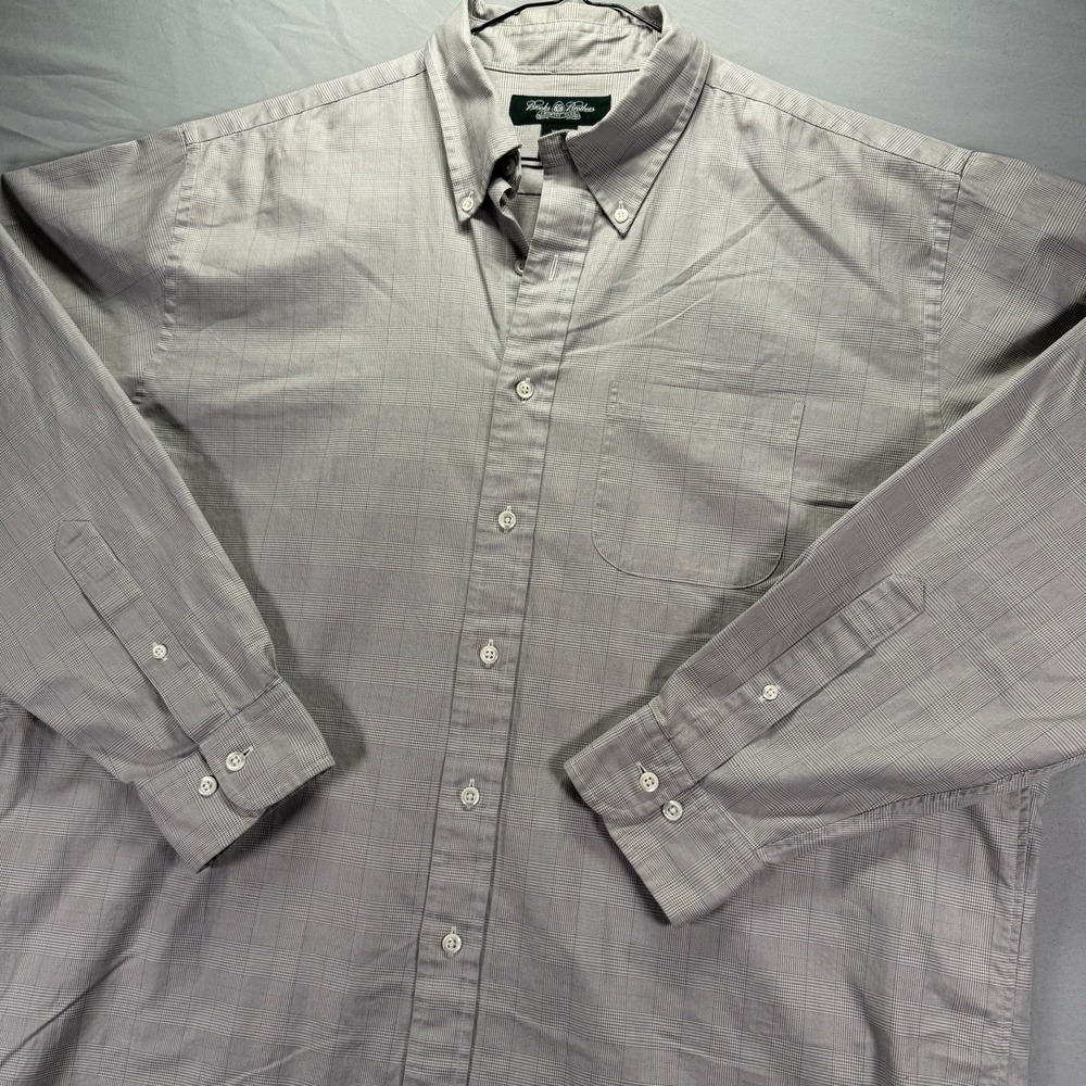 Brooks Brothers Country Club Shirt Mens XL Long Sleeve Button Down Gray Preppy